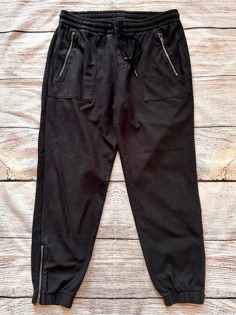 Athleta Textured Black Knit Farallon Pant Joggers Ladies Sz 8P Petite